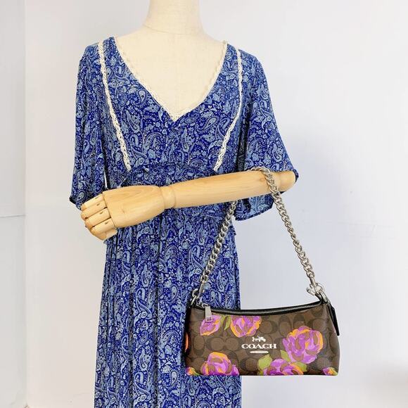 Coach CL406 Charlotte Shoulder Bag In Signature Canvas IN Brown Iris Multi - Picture 2 of 10